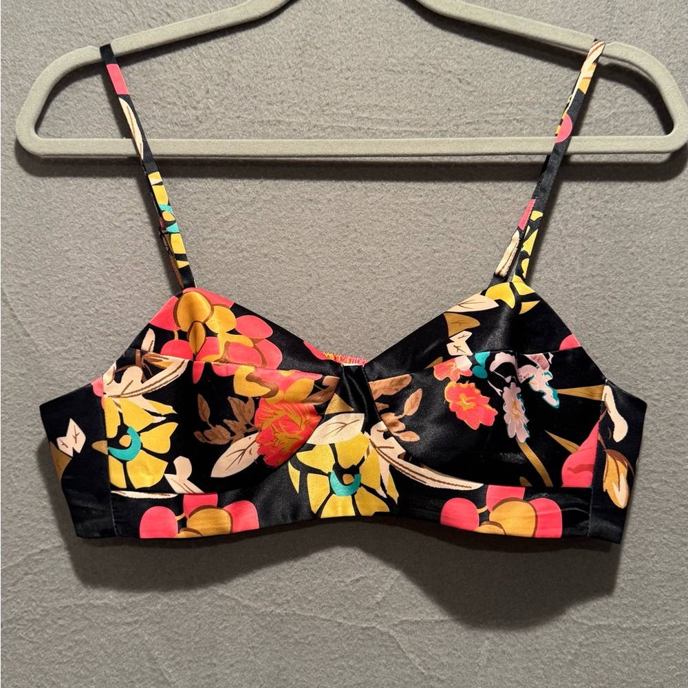 Mare Mare x Anthropologie Floral Satin Bralette in Multicolor